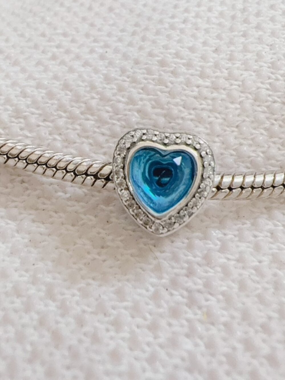 Sparkling Levelled Blue Heart Silver Charm For Pandora Bracelet